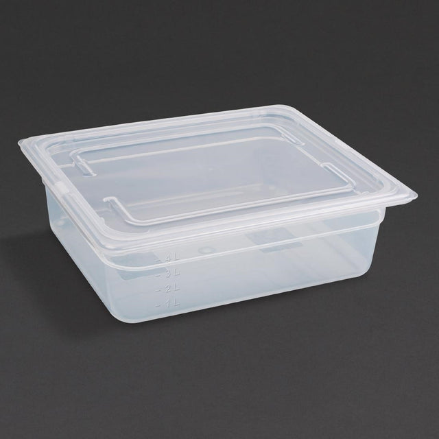 Vogue Polypropylene 1/2 Gastronorm Container with Lid 100mm (Pack of 4) - GJ515  Vogue   