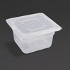 Vogue Polypropylene 1/6 Gastronorm Container with Lid 100mm (Pack of 4) - GJ526  Vogue   