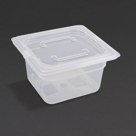 Vogue Polypropylene 1/6 Gastronorm Container with Lid 100mm (Pack of 4) - GJ526  Vogue   