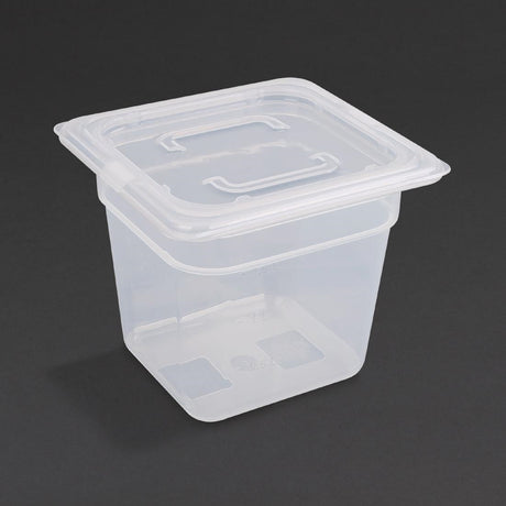 Vogue Polypropylene 1/6 Gastronorm Container with Lid 150mm (Pack of 4) - GJ527  Vogue   