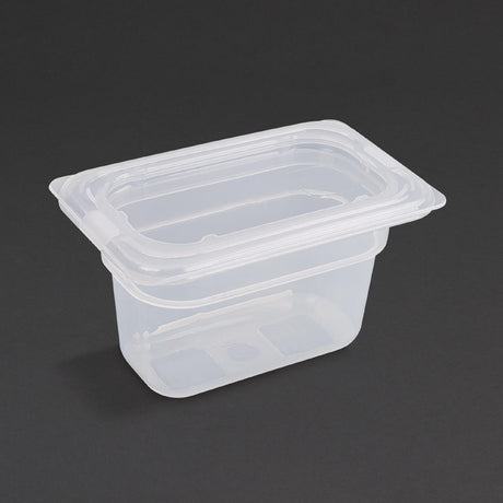 Vogue Polypropylene 1/9 Gastronorm Container with Lid 100mm (Pack of 4) - GJ529  Vogue   