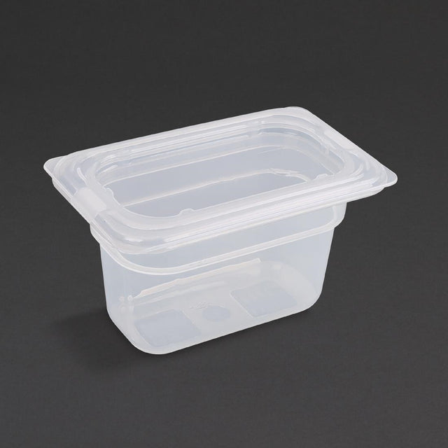 Vogue Polypropylene 1/9 Gastronorm Container with Lid 100mm (Pack of 4) - GJ529  Vogue   