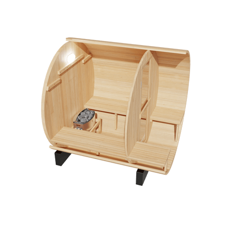 Empire Kove Spruce Barrel Sauna with Front Porch & 6kW Electric Heater | 3–4 Person Outdoor Cabin | KOVE-BAR4 Outdoor Barrel Electric Heated Saunas KOVE