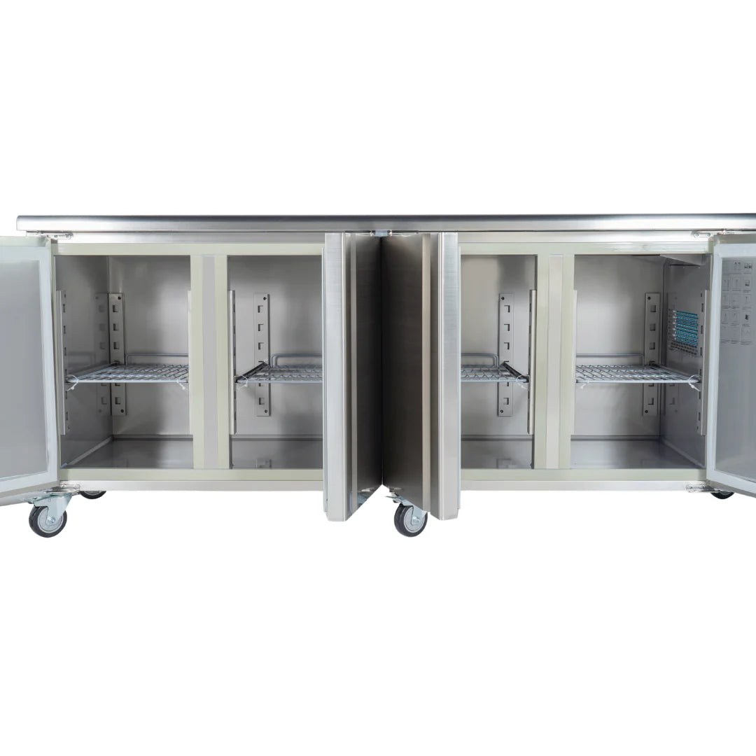 Hamoki 4 Door Stainless Steel Counter Fridge 564 Litre with Backsplash - 221014 Refrigerated Counters - Four Door Hamoki