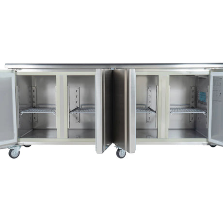 Hamoki 4 Door Stainless Steel Counter Fridge 564 Litre with Backsplash - 221014 Refrigerated Counters - Four Door Hamoki
