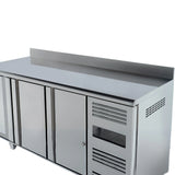 Hamoki 4 Door Stainless Steel Counter Fridge 564 Litre with Backsplash - 221014 Refrigerated Counters - Four Door Hamoki