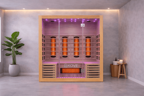 Kove 4 Person Infrared Sauna Cabin – Hemlock Wood, Glass Front, Bluetooth & Full Spectrum Heating | KOVE-INF4 Indoor Infrared Saunas Kove Designs
