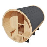 Kove 5-6 Person Spruce Barrel Sauna with Front Porch & 8kW Electric Heater | KOVE-BAR6 Outdoor Barrel Electric Heated Saunas Kove Designs