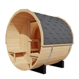 Kove 1-2 Person Spruce Barrel Sauna with Front Porch & 4.5kW Electric Heater | KOVE-BAR2 Outdoor Barrel Electric Heated Saunas Kove Designs