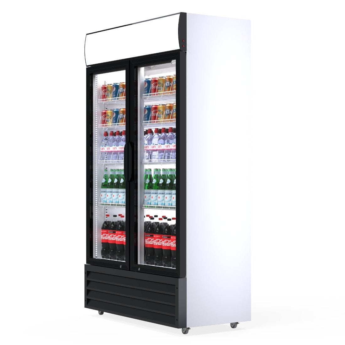 Empire double hinged door display cooler with merchandising canopy - CL ...