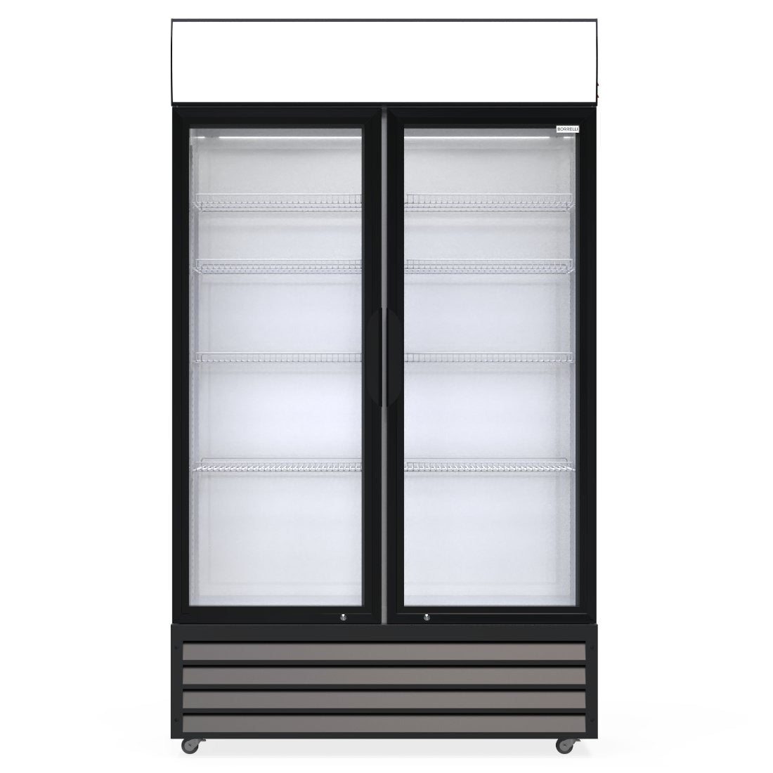 Empire Premium Double Hinged Door Display Cooler with Merchandising Canopy - SS-P688WB-A-EE Upright Double Glass Door Chillers Empire   