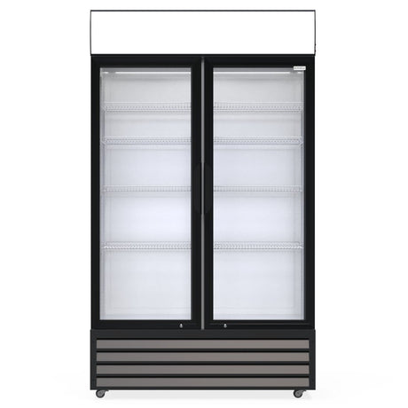 Empire Premium Double Hinged Door Display Cooler with Merchandising Canopy - SS-P688WB-A-EE Upright Double Glass Door Chillers Empire   