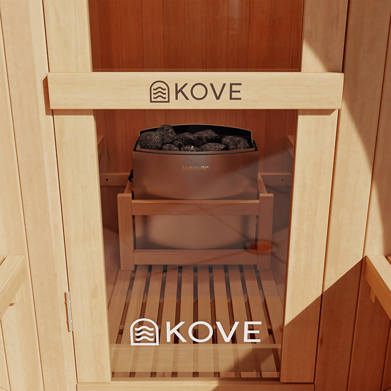 Empire Kove Spruce Barrel Sauna with Front Porch & 6kW Electric Heater | 3–4 Person Outdoor Cabin | KOVE-BAR4 Outdoor Barrel Electric Heated Saunas Kove Designs