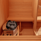 Kove 1-2 Person Spruce Barrel Sauna with Front Porch & 4.5kW Electric Heater | KOVE-BAR2 Outdoor Barrel Electric Heated Saunas Kove Designs