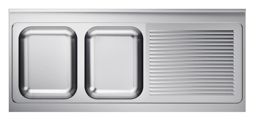 Combisteel 600 Sink Unit Tabletop 2 Left 2000 - 7013.1400 Inset Sink Bowls Combisteel   