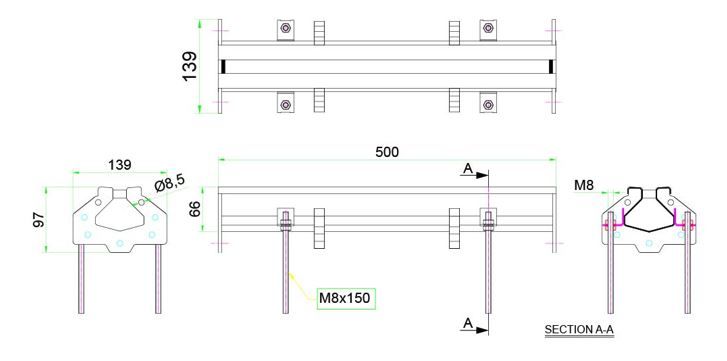 Combisteel Kitchen Trench Drain Connectable Slotted Channel 500 x 65mm - 7107.0005 Trench Slot Channels Combisteel   