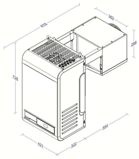 Combisteel Chiller Monoblock Refrigeration Unit Wall-Mounted Straddle Type | Capacity 6.6-12.6 m3 | Bluetooth - 7265.0005 Cold & Freezer Room Refrigeration Units Combisteel