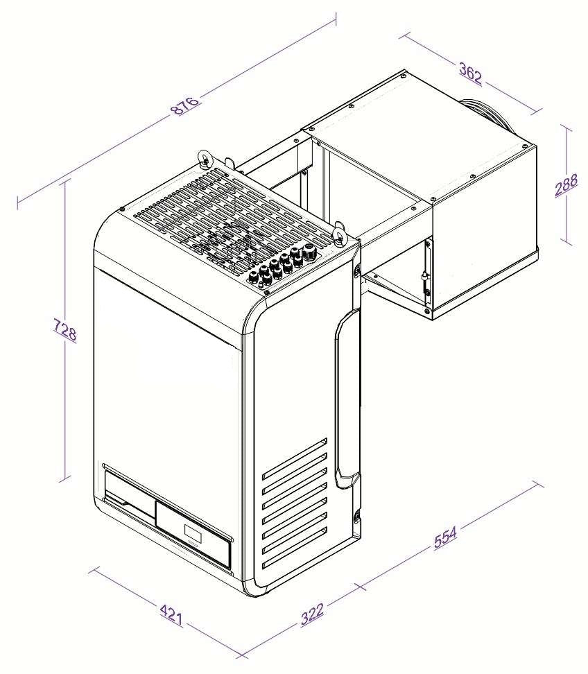 Combisteel Chiller Monoblock Refrigeration Unit Wall-Mounted Straddle Type | Capacity 9.6-19.9 m3 | Bluetooth - 7265.0010 Cold & Freezer Room Refrigeration Units Combisteel