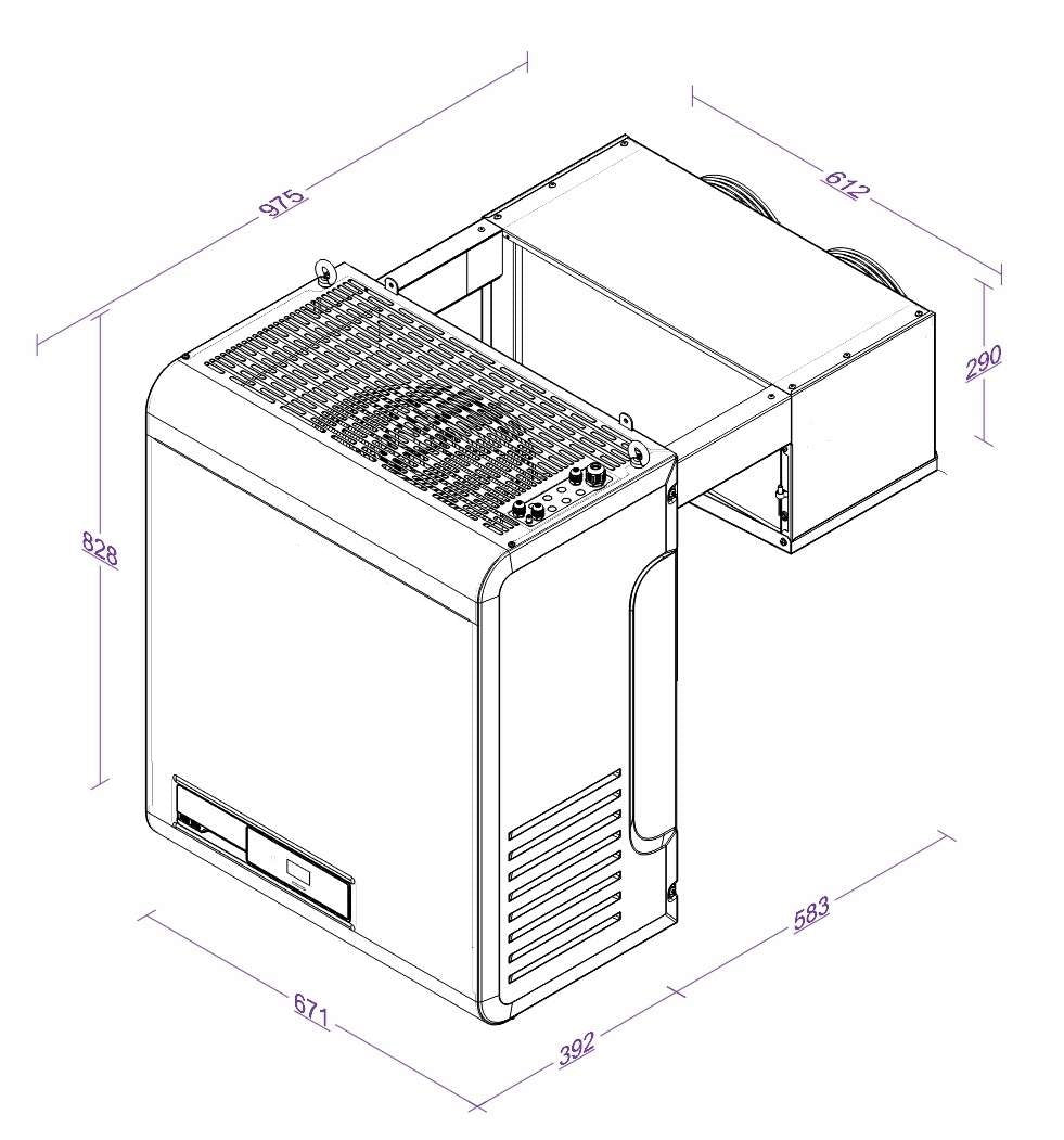 Combisteel Chiller Monoblock Refrigeration Unit Wall-Mounted Straddle Type | Capacity 13.2-27.6 m3 | Bluetooth - 7265.0015 Cold & Freezer Room Refrigeration Units Combisteel