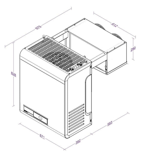 Combisteel Chiller Monoblock Refrigeration Unit Wall-Mounted Straddle Type | Capacity 13.2-27.6 m3 | Bluetooth - 7265.0015 Cold & Freezer Room Refrigeration Units Combisteel