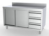 Combisteel 700 Worktable Sliding Doors Drawers Right With Upstand 1800 - 7333.0276 Stainless Steel Worktops With Cupboards Combisteel   