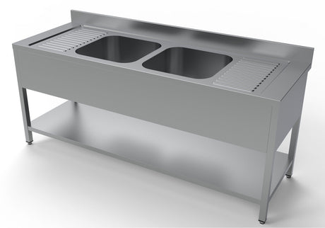 Combisteel Stainless Steel Sink Double Bowl 2000mm Wide - 7333.0870 Double Bowl Sinks Combisteel   