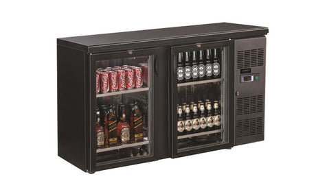 Combisteel Backbar Cooler Black 2 Glass Doors - 7450.0335 Double Door Bottle Coolers Combisteel   
