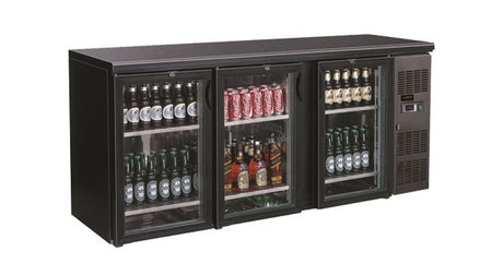 Combisteel Backbar Cooler Black 3 Glass Doors - 7450.0340 Triple Door Bottle Coolers Combisteel   