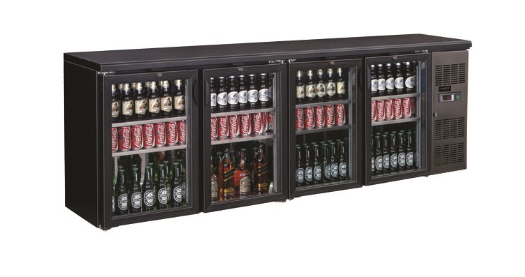 Combisteel Backbar Cooler Black 4 Glass Doors - 7450.0345 Four Door Bottle Coolers Combisteel   