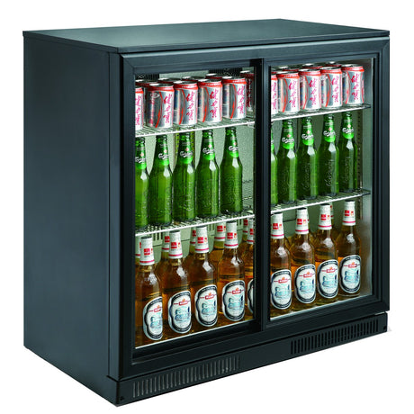 Combisteel Backbar Cooler Black 2 Sliding Doors - 7455.1315 Double Door Bottle Coolers Combisteel   