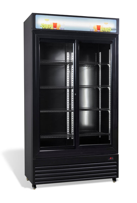 Combisteel Refrigerator With Sliding Glass Doors Bez-780 Sl Black - 7455.1398 Upright Glass Door Fridges Combisteel   