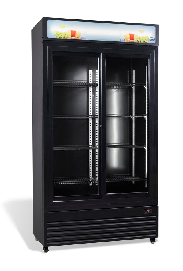 Combisteel Refrigerator With Sliding Glass Doors Bez-780 Sl Black - 7455.1398 Upright Glass Door Fridges Combisteel   