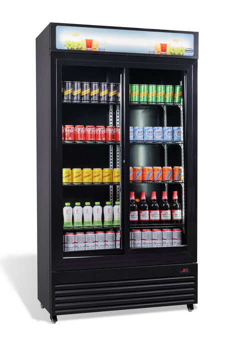 Combisteel Refrigerator With Sliding Glass Doors Bez-780 Sl Black - 7455.1398 Upright Glass Door Fridges Combisteel   