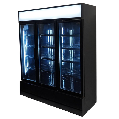 Combisteel Refrigerator 3 Glass Doors Black Fcu-1200 Bl - 7455.2115 Upright Glass Door Fridges Combisteel   