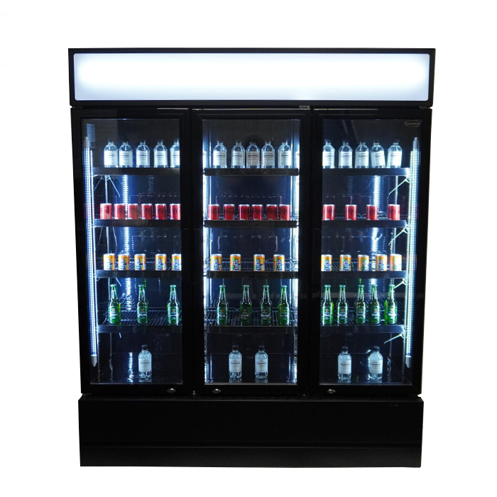 Combisteel Refrigerator 3 Glass Doors Black Fcu-1200 Bl - 7455.2115 Upright Glass Door Fridges Combisteel   