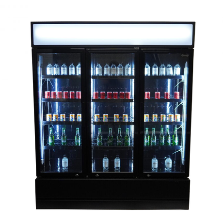 Combisteel Refrigerator 3 Glass Doors Black Fcu-1200 Bl - 7455.2115 Upright Glass Door Fridges Combisteel   