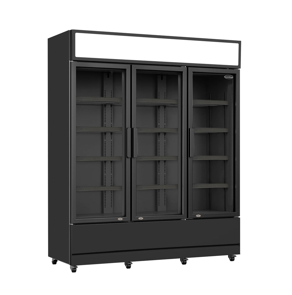 Combisteel Refrigerator 3 Glass Doors Black Fcu-1200 Bl - 7455.2115 Upright Glass Door Fridges Combisteel   