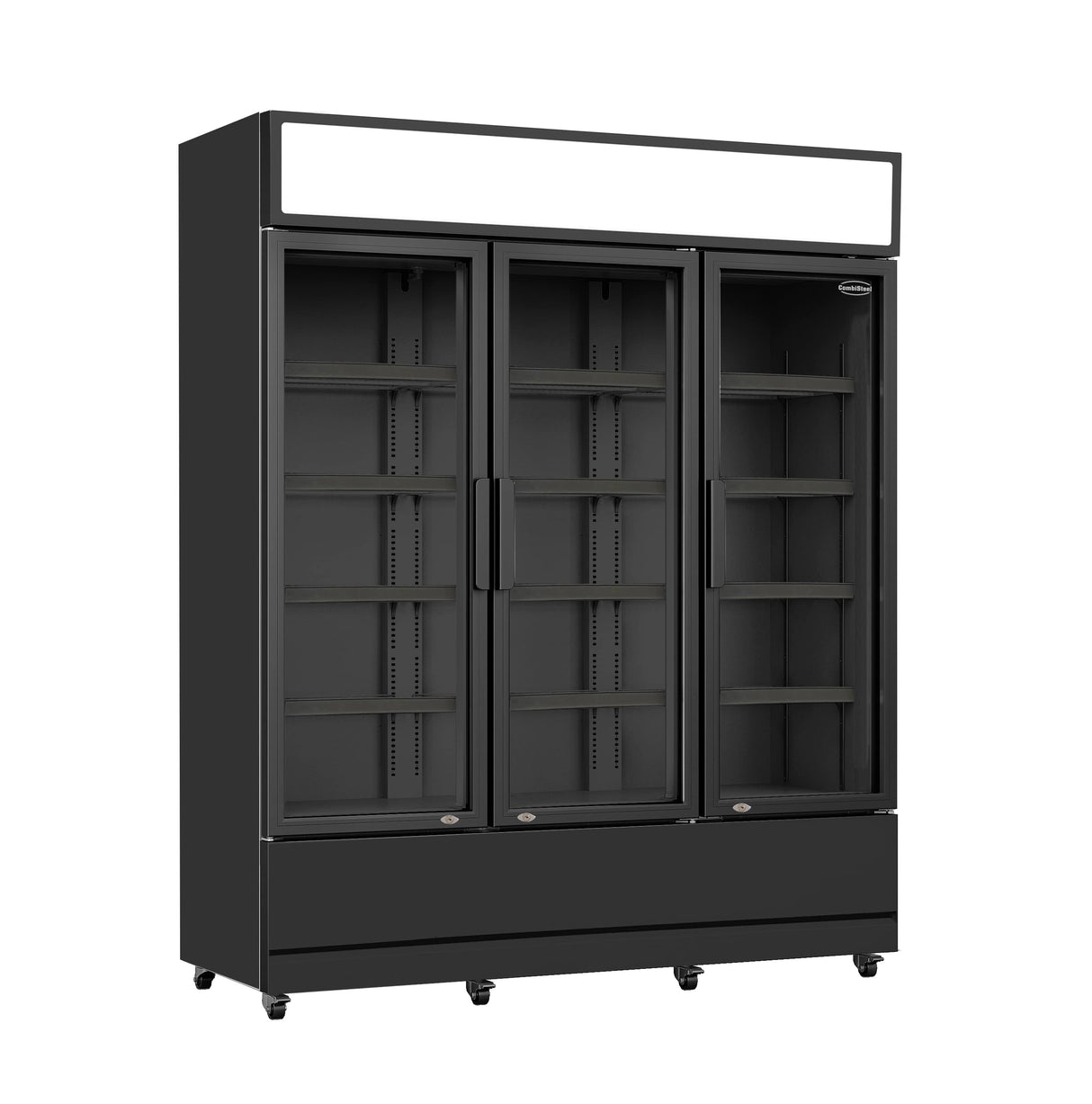 Combisteel Refrigerator 3 Glass Doors Black Fcu-1200 Bl - 7455.2115 Upright Glass Door Fridges Combisteel   