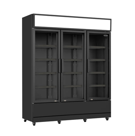 Combisteel Refrigerator 3 Glass Doors Black Fcu-1200 Bl - 7455.2115 Upright Glass Door Fridges Combisteel   