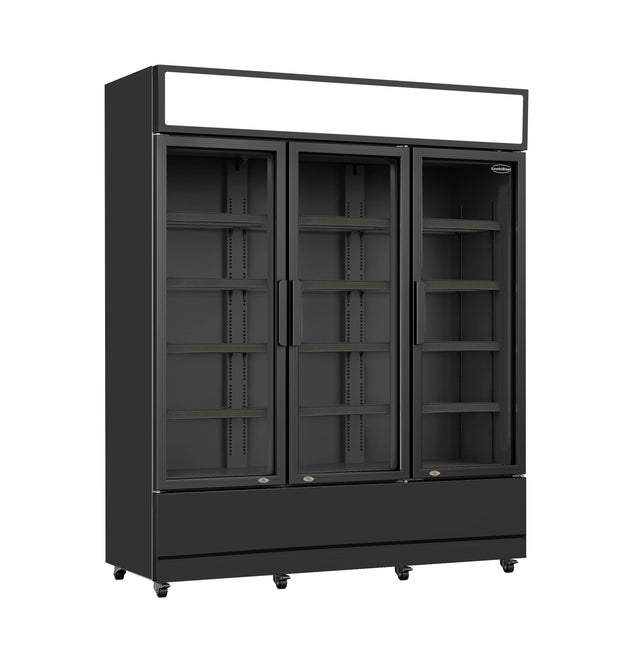 Combisteel Refrigerator 3 Glass Doors Black Fcu-1200 Bl - 7455.2115 Upright Glass Door Fridges Combisteel   