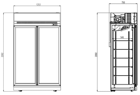 Combisteel Refrigerator 2 Glass Doors Ins-1000R - 7455.2400 Upright Glass Door Fridges Combisteel   