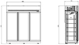 Combisteel Refrigerator 3 Glass Doors Black Ins-1530R Bl - 7455.2415 Upright Glass Door Fridges Combisteel   