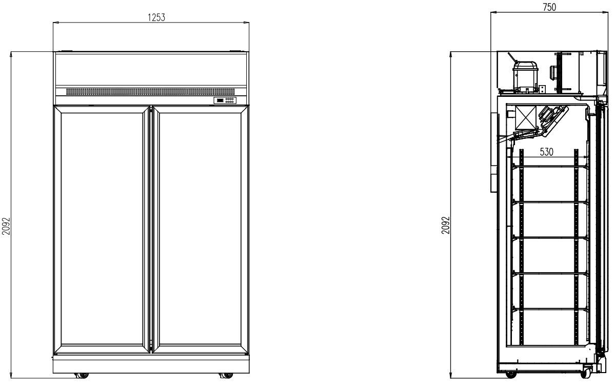 Combisteel Double Glass Door Display Freezer INS-1000F - 7455.2420 Upright Glass Door Freezers Combisteel