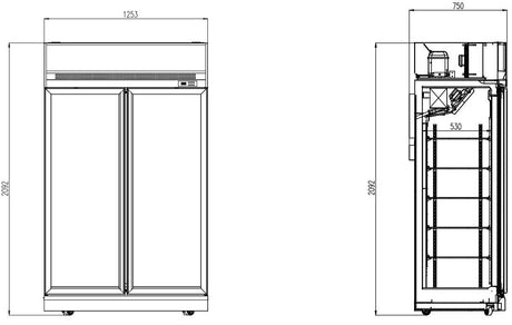 Combisteel Double Glass Door Display Freezer INS-1000F - 7455.2420 Upright Glass Door Freezers Combisteel