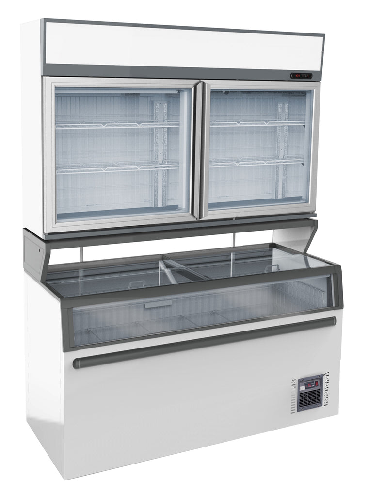 Combisteel Wall Mounted Freezer Unit White 2 Glass Doors - 7455.2520 Refrigerated Merchandisers Combisteel   