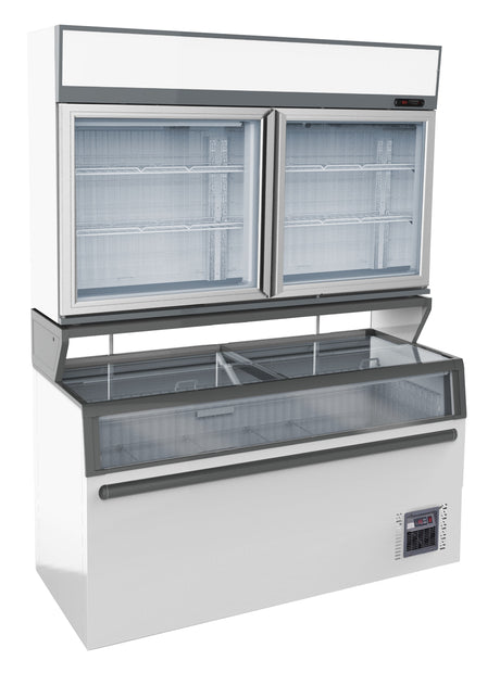 Combisteel Wall Mounted Freezer Unit White 2 Glass Doors - 7455.2520 Refrigerated Merchandisers Combisteel   