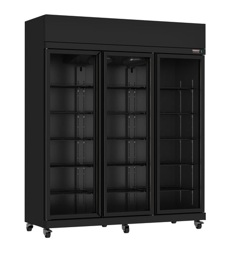 Combisteel Triple Door Display Cooler Hinged – Commercial Supermarket Fridge with Merchandising Canopy | 7455.3155 Upright Glass Door Fridges Combisteel