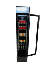 Combisteel Slimline Black Narrow Single Hinged Glass Door Fridge Merchandiser 105Ltr - 7455.1384 Upright Single Door Bottle Coolers Combisteel   