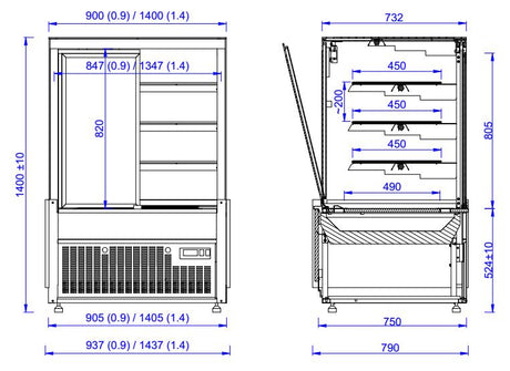 Combisteel Cold Display Nero 1.4 - 7486.0095 Refrigerated Floor Standing Display Combisteel   