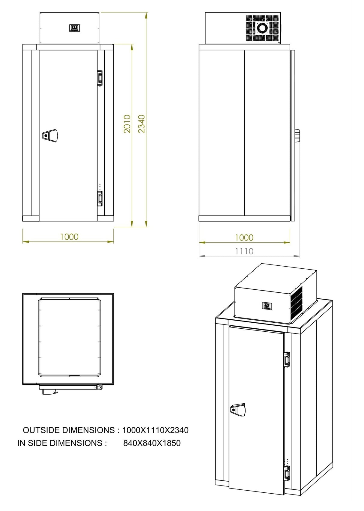 Combisteel Mini Cold Room Incl. Positive Unit - 7489.0300 Cold & Freezer Rooms Combisteel   